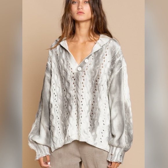 POL Sweaters - 🌪POL HAND DIP DYED GREY MULTI SWEATER